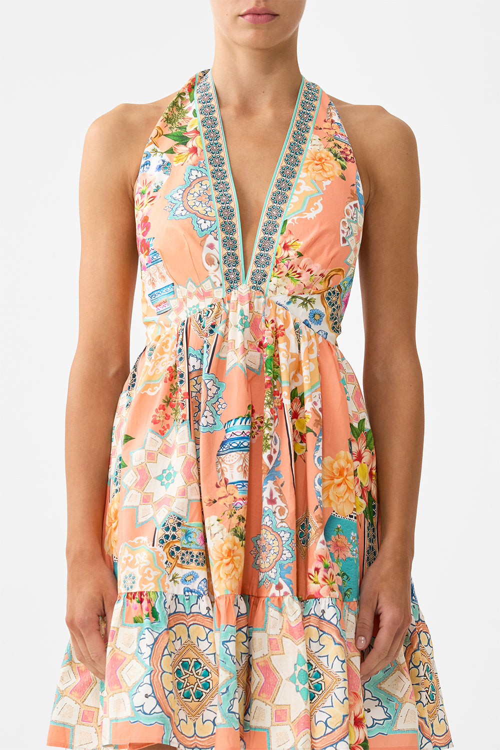 RUFFLE HEM HALTER SHORT DRESS MEET ME IN MALLORCA