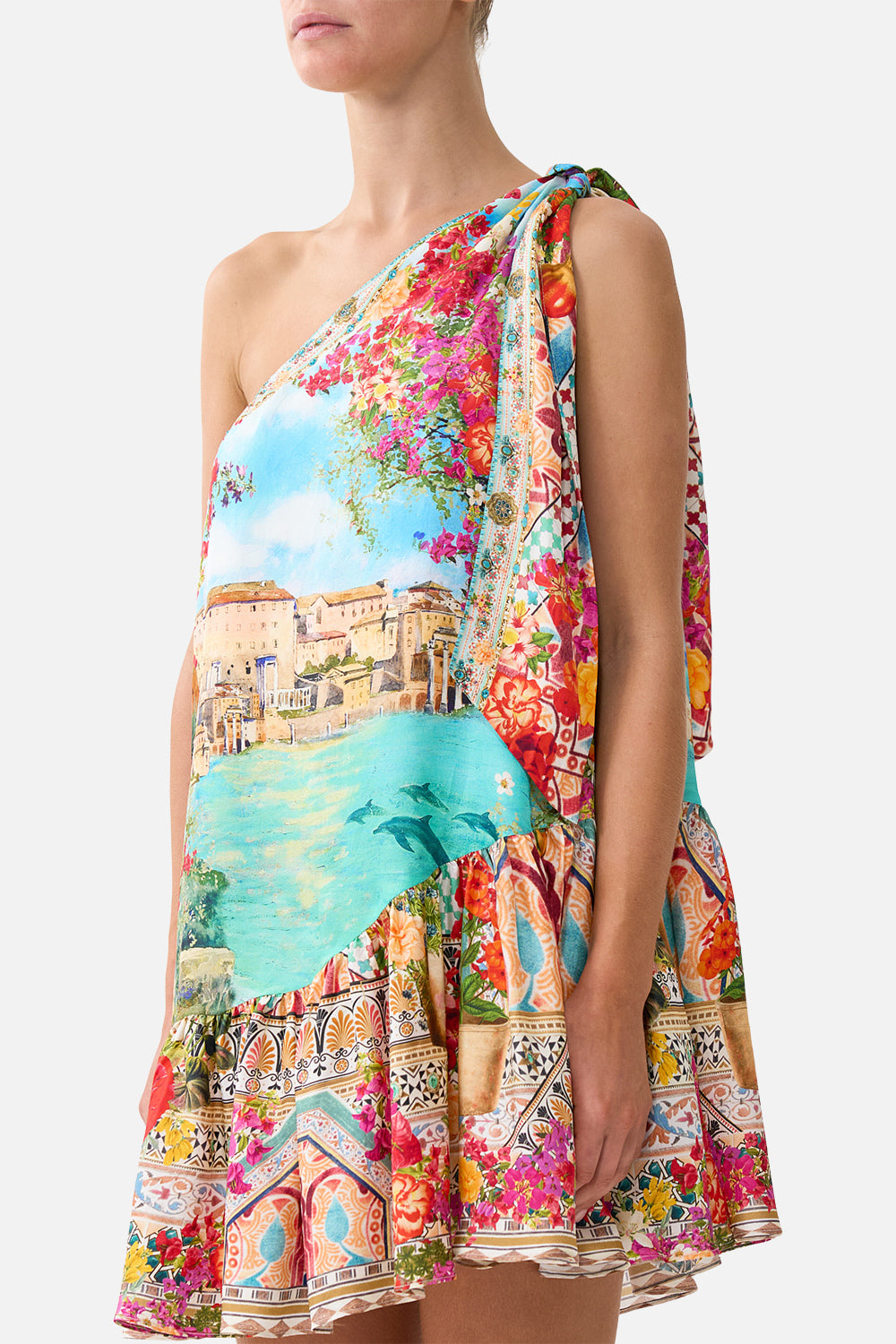 TIE ONE SHOULDER SHORT DRESS MEET ME IN MALLORCA