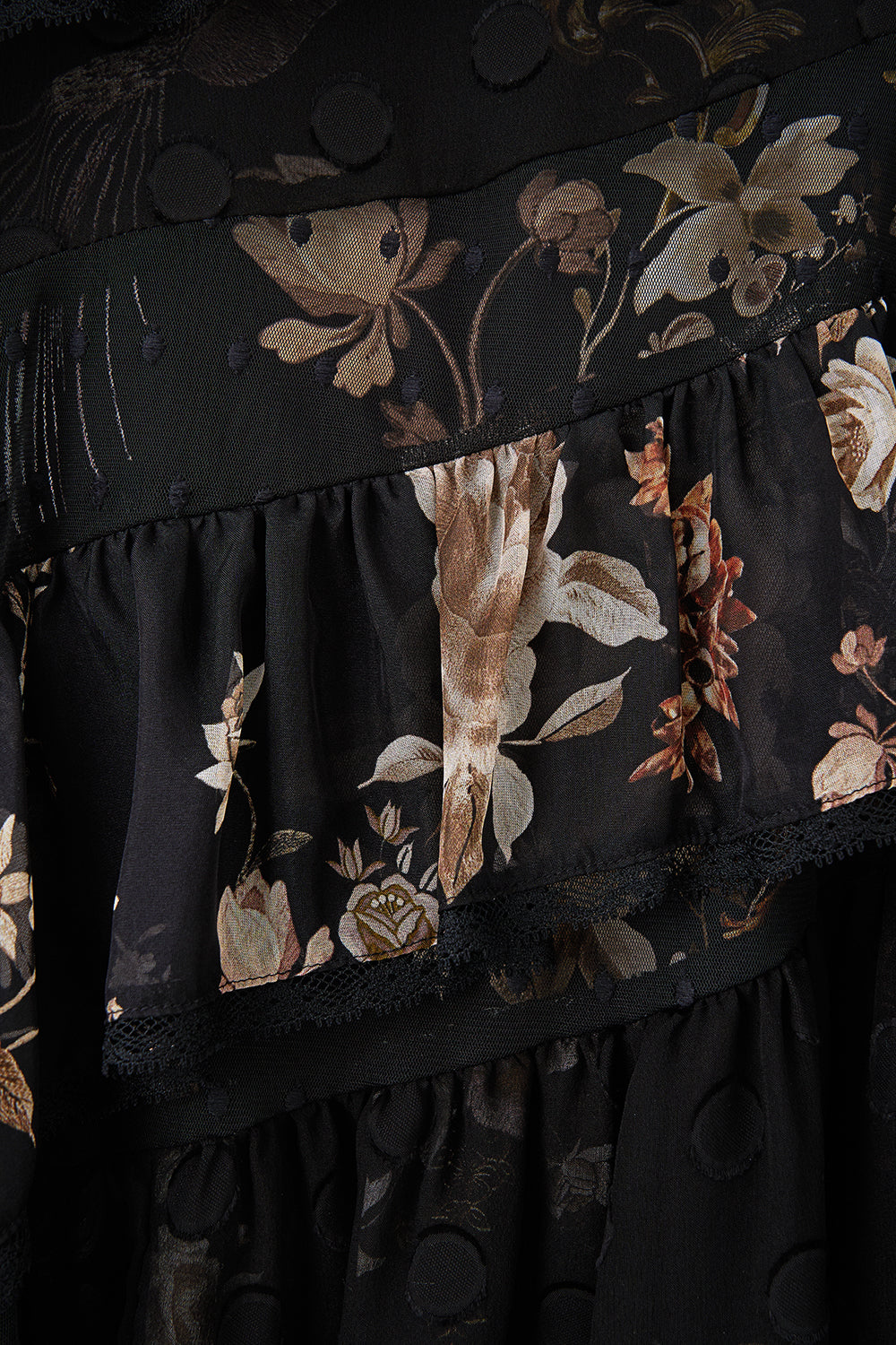 ASYMMETRIC SPLICED LACE MINI DRESS FLAMENCO FOLKLORE