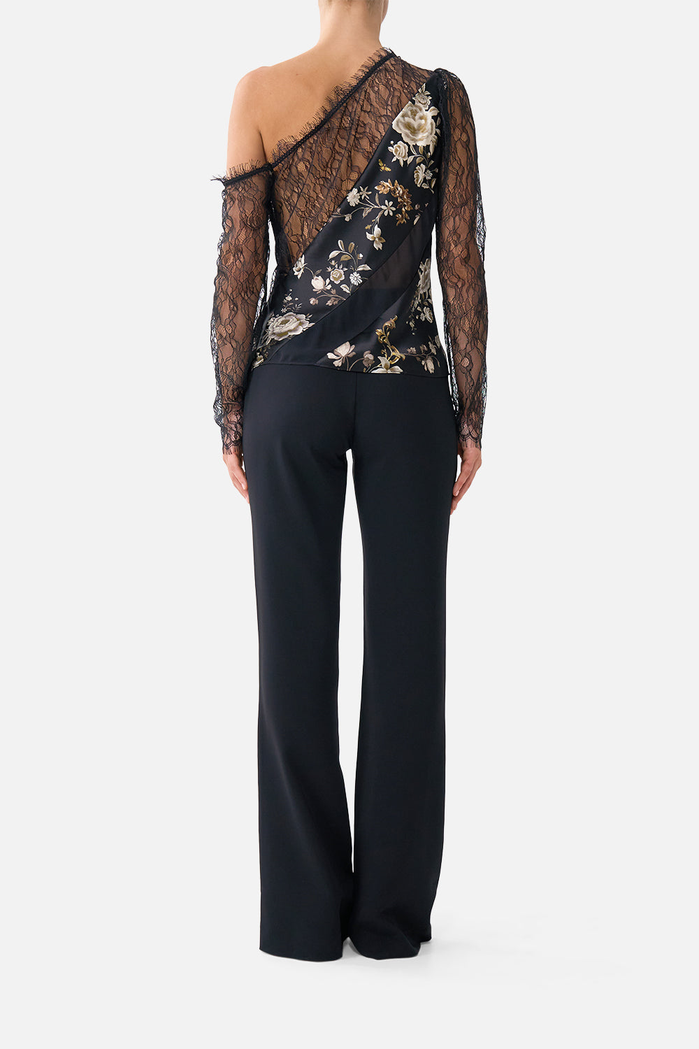LACE SPLICE ONE SHOULDER TOP FLAMENCO FOLKLORE