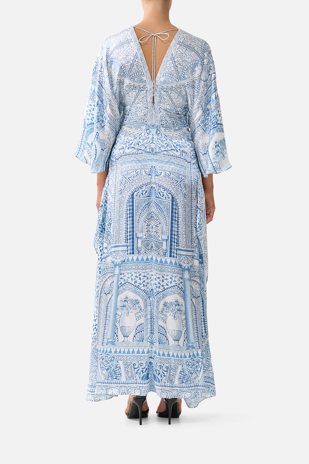 V NECK LACE UP DETAIL LONG DRESS THE HUM OF THE ALHAMBRA