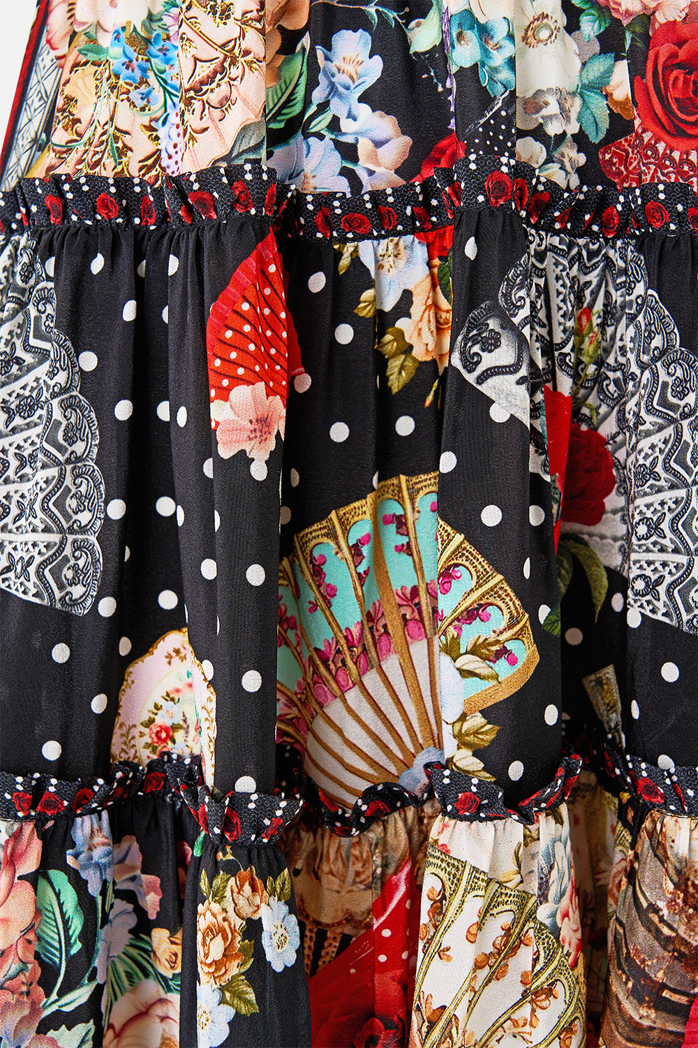 TIERED SHORT DRESS WITH SHOULDER TIES DAUGHTERS OF DUENDE