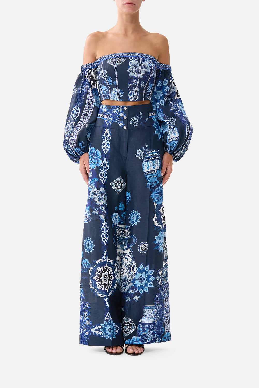 TAILORED PANT WITH WAIST BUTTON DETAIL A TILED WONDERLAND