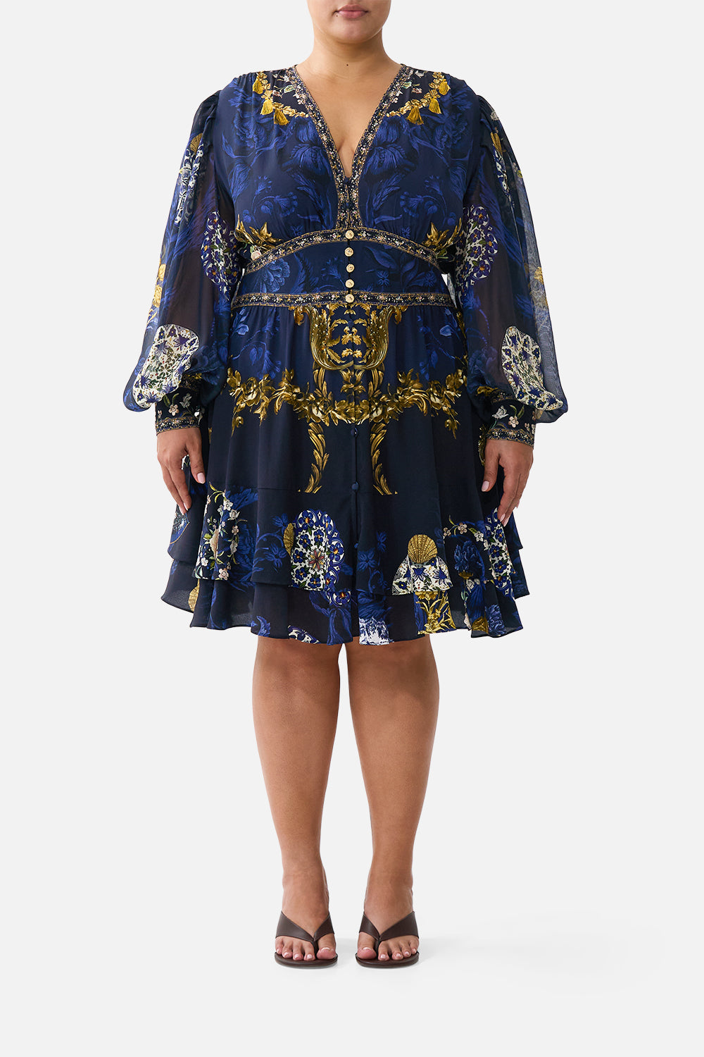 BUTTON FRONT FRILL DRESS NOTES FROM THE BLUE ROOM