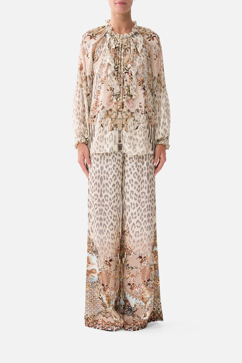 RAGLAN BLOUSE WITH FRONT RUFFLE ARANJUEZ ANIMALIA