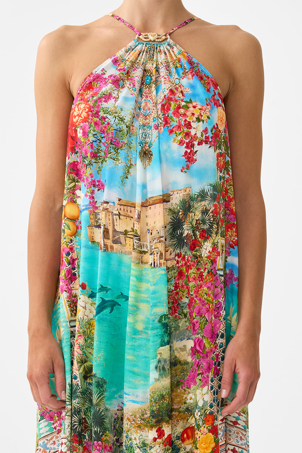 GATHER NECK HARDWARE MAXI DRESS MEET ME IN MALLORCA