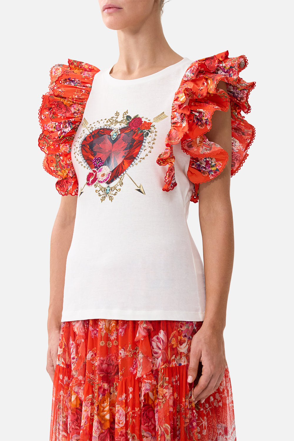 DOUBLE FRILL SLEEVE TEE OLÉ OLÉ