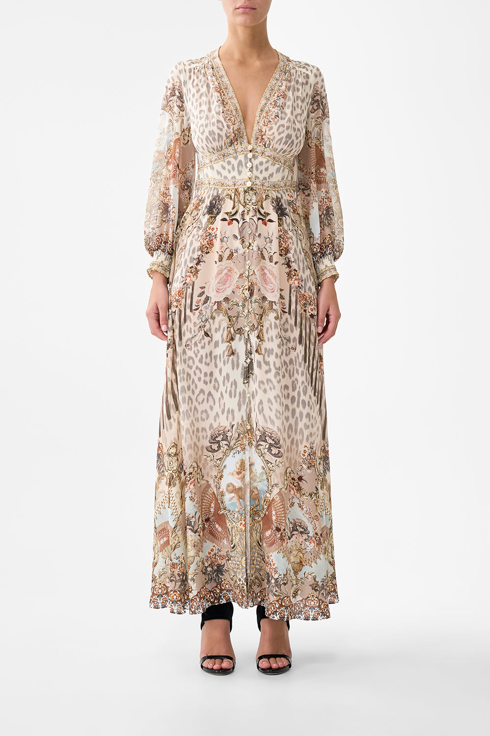 BUTTON DRESS WITH SHAPED WAISTBAND ARANJUEZ ANIMALIA