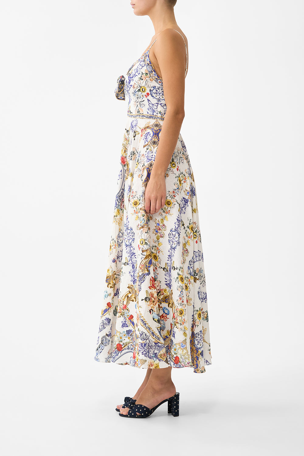 LONG DRESS WITH TIE FRONT THE POTTERY PARLOUR