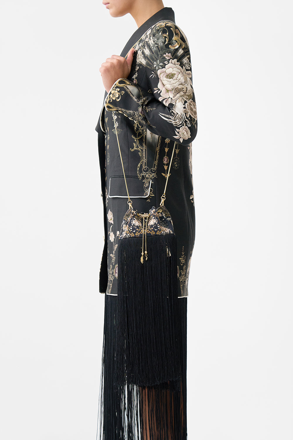 DRAWSTRING POUCH WITH FRINGING FLAMENCO FOLKLORE