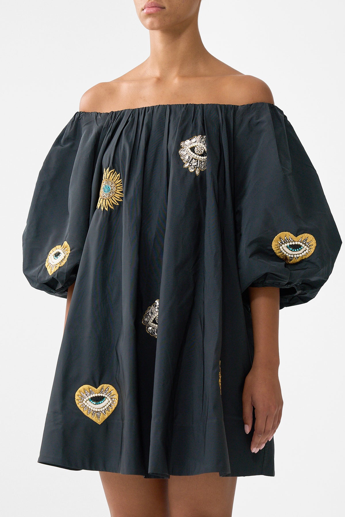 OFF SHOULDER PUFF DRESS AMULETS AND ALCHEMY