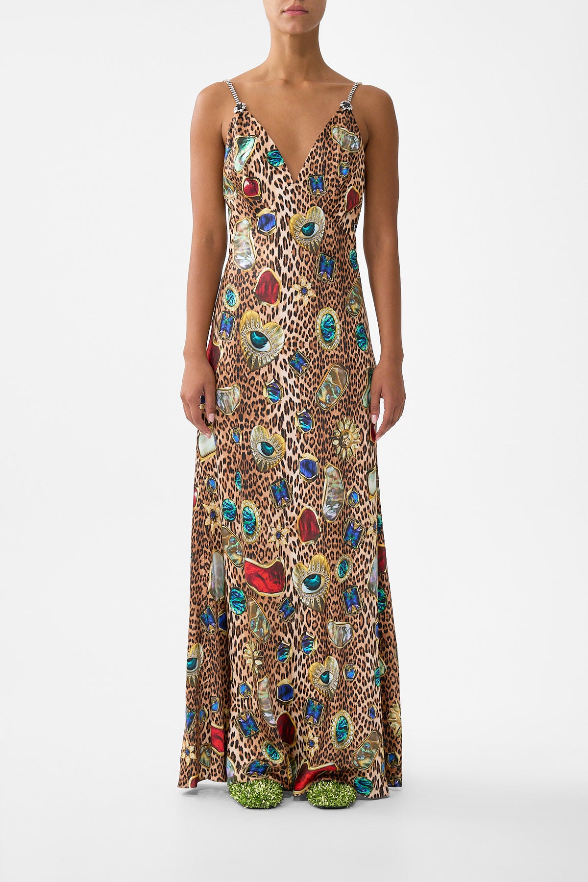 V-NECK FULL LENGTH BIAS SLIP DRESS NAZAR NIRVANA