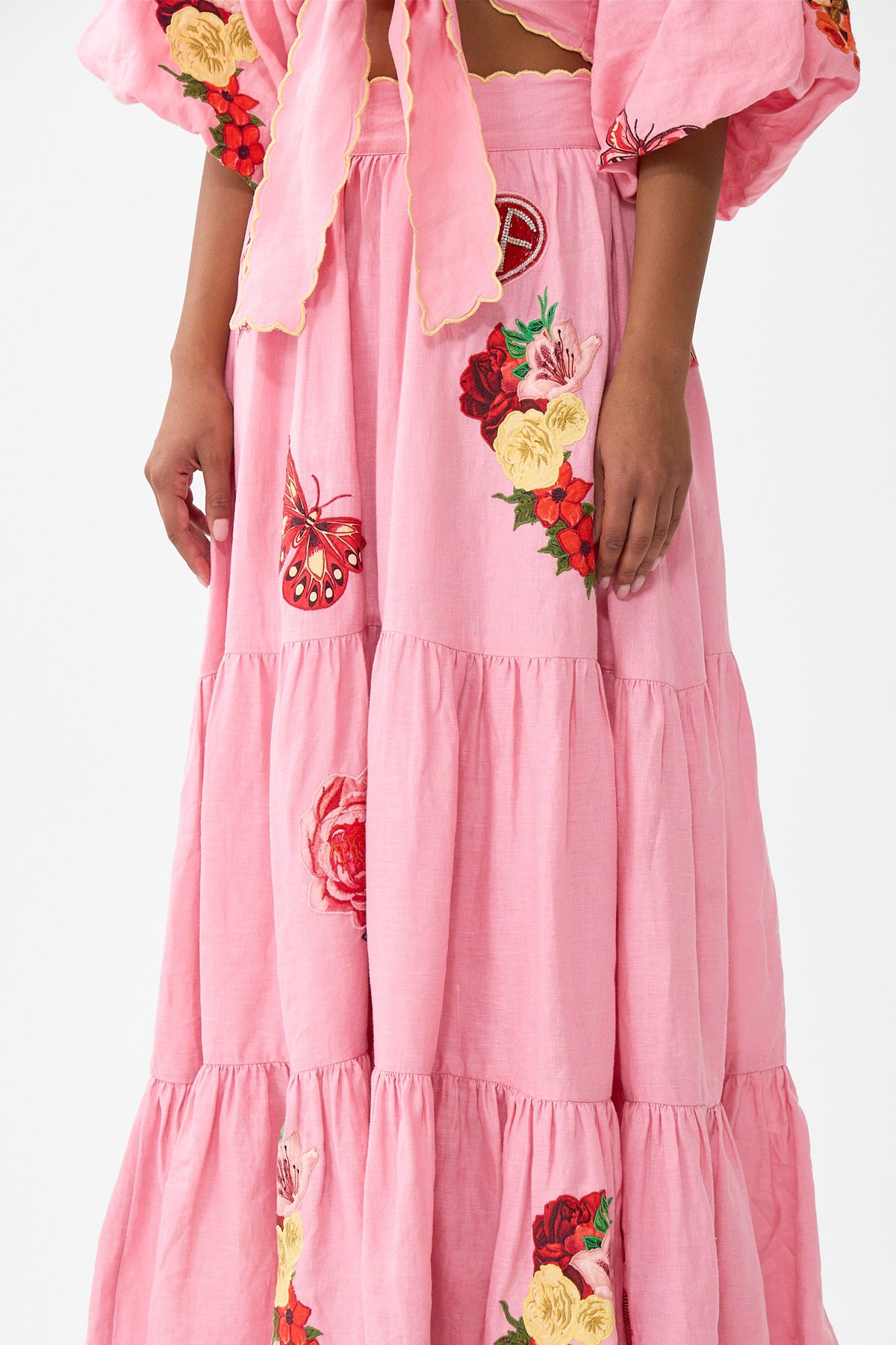 LONG HIGH WAISTED TIERED SKIRT COLLAGE KINGDOM