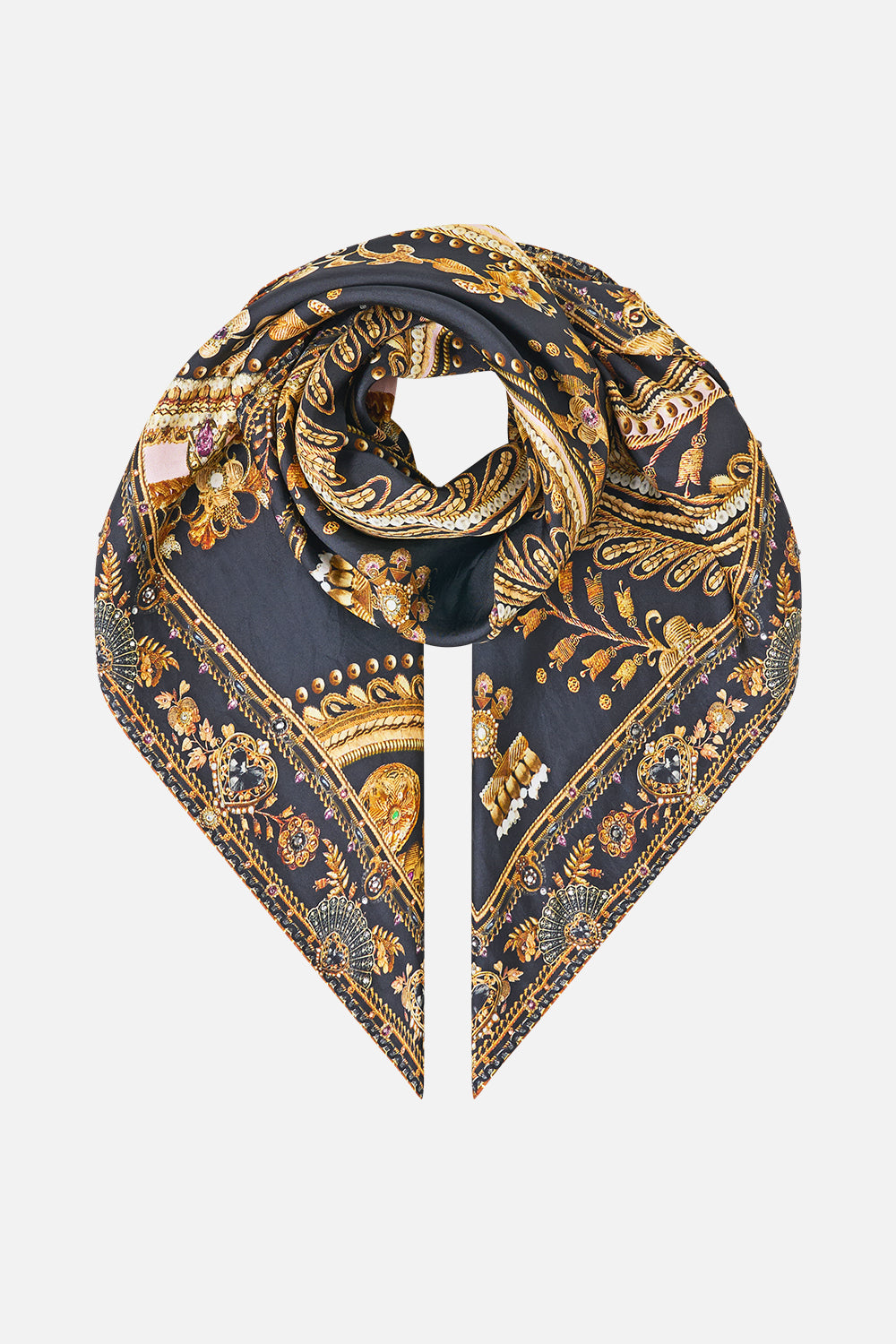 LARGE CRYSTALLED SILK SQUARE SCARF TAURUS RISING