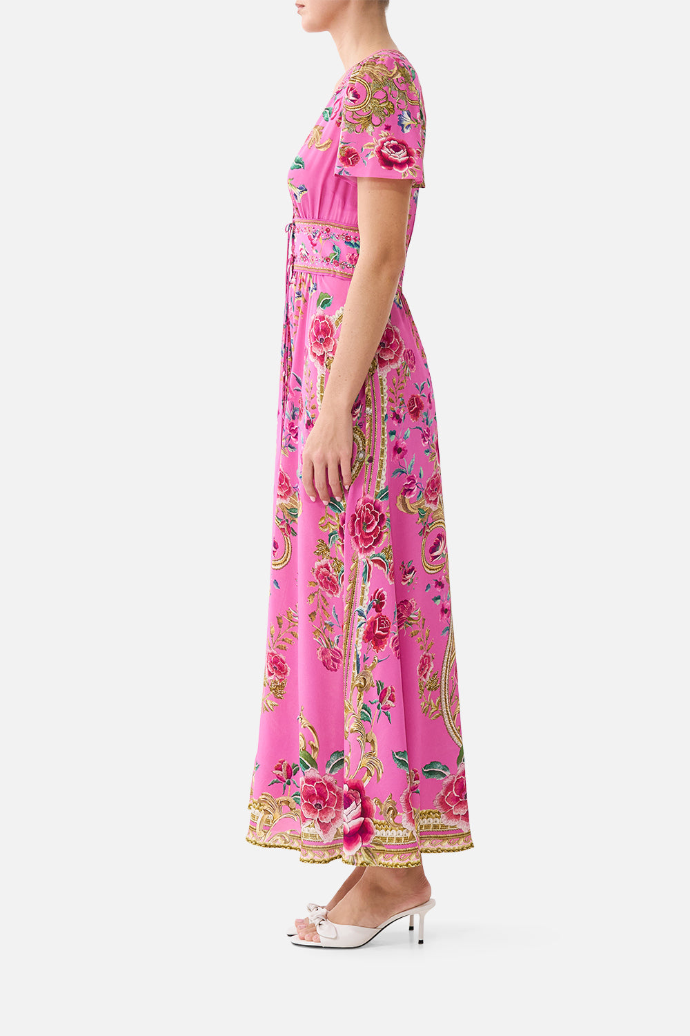 V-NECK TIE FRONT MIDI DRESS MATADORA FLORA