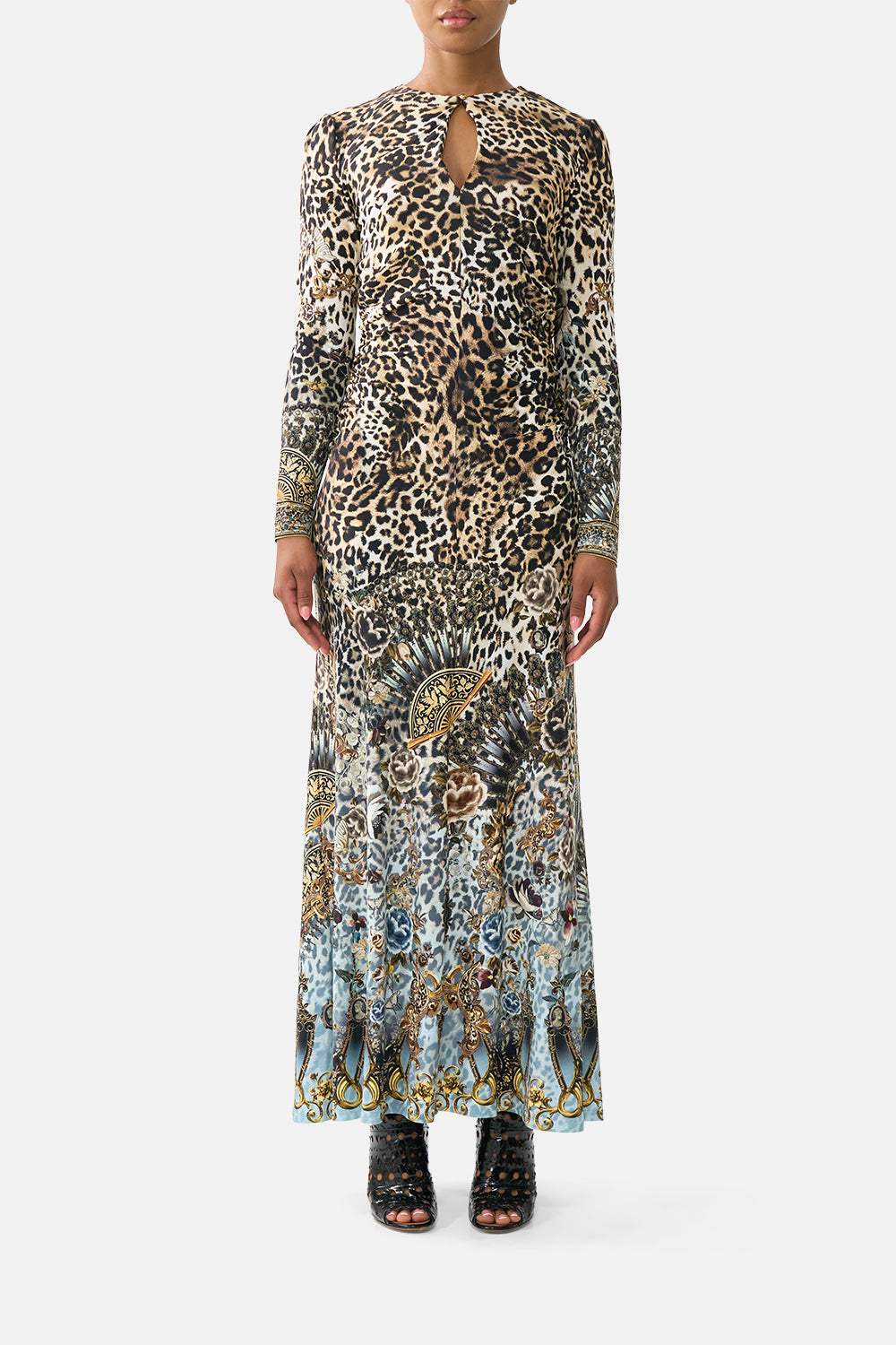 GATHERED JERSEY LONG DRESS FIESTA, SIESTA, REPEAT