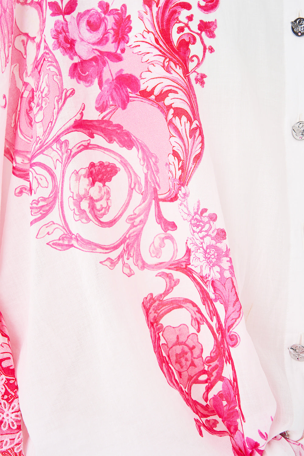 TIE FRONT SHIRT WITH SLEEVE FRILL LIVIN LA VIDA ROSA