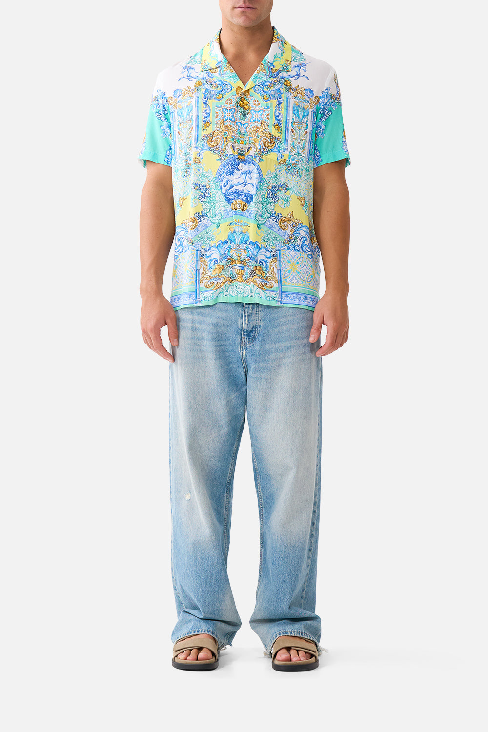 SHORT SLEEVE CAMP COLLARED SHIRT DIAL UP THE TILES