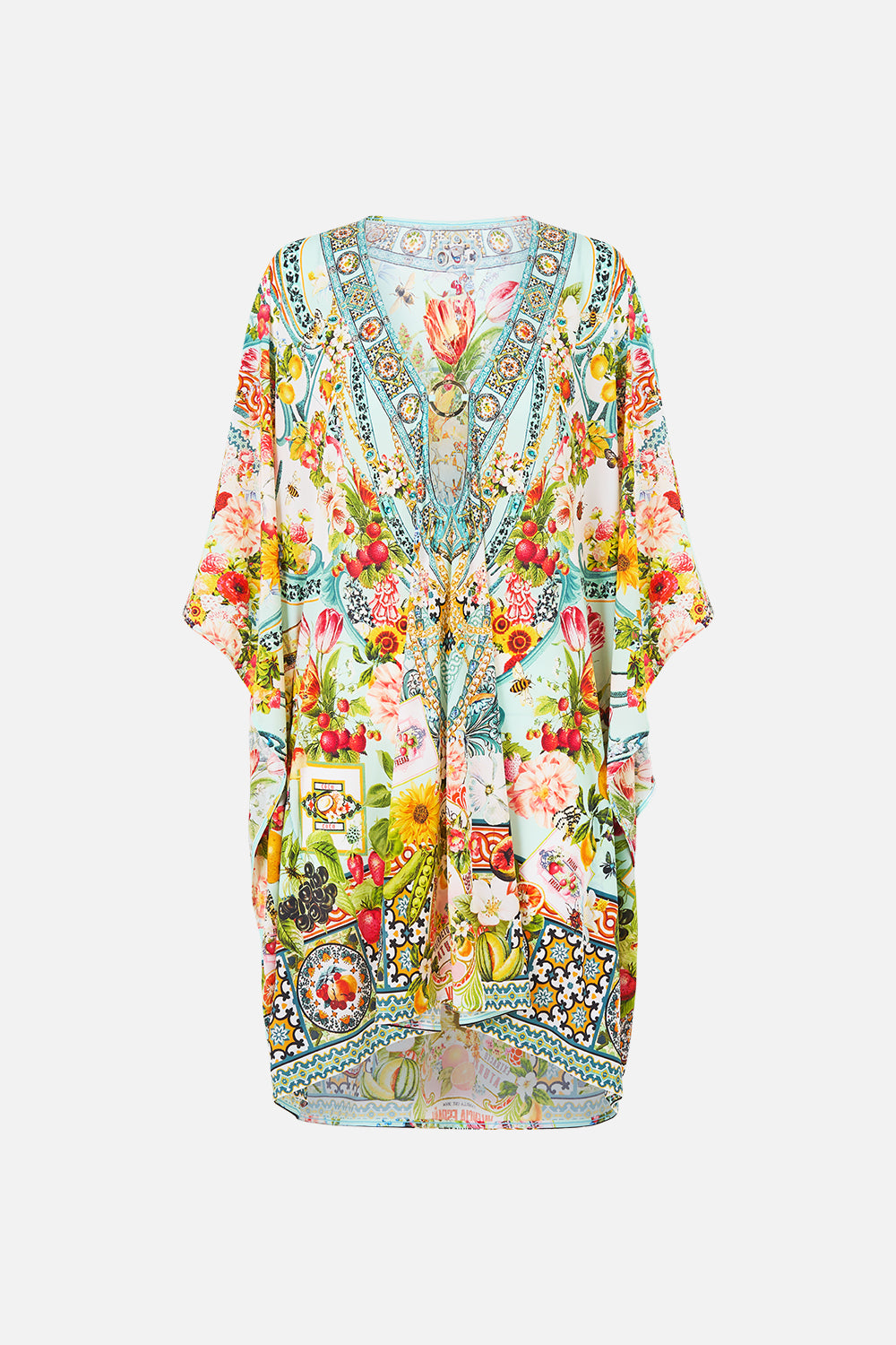 SHORT V NECK KAFTAN W RING FRONT TRIM MAGIC OF THE MERCADO