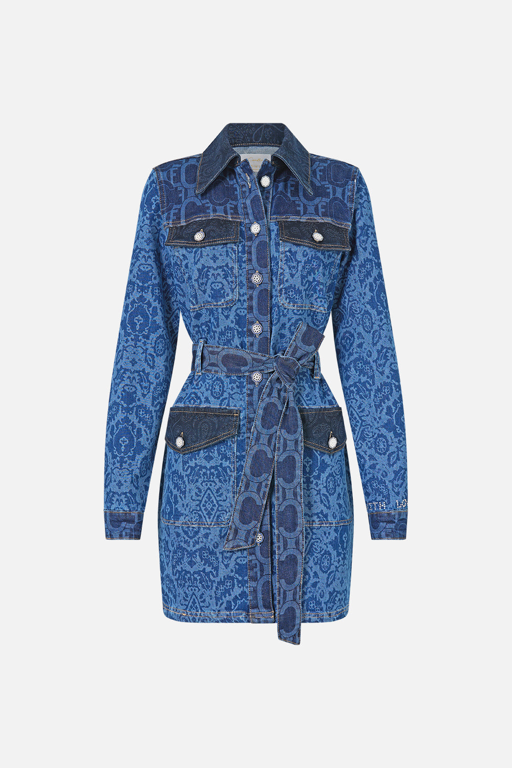 JENNA BELTED MINI DRESS DENIM