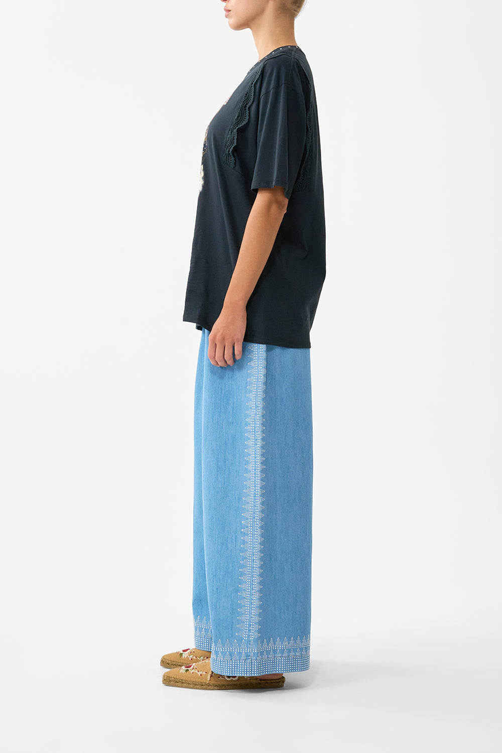 OVERSIZED TEE WITH LACE TRIM DAUGHTERS OF DUENDE