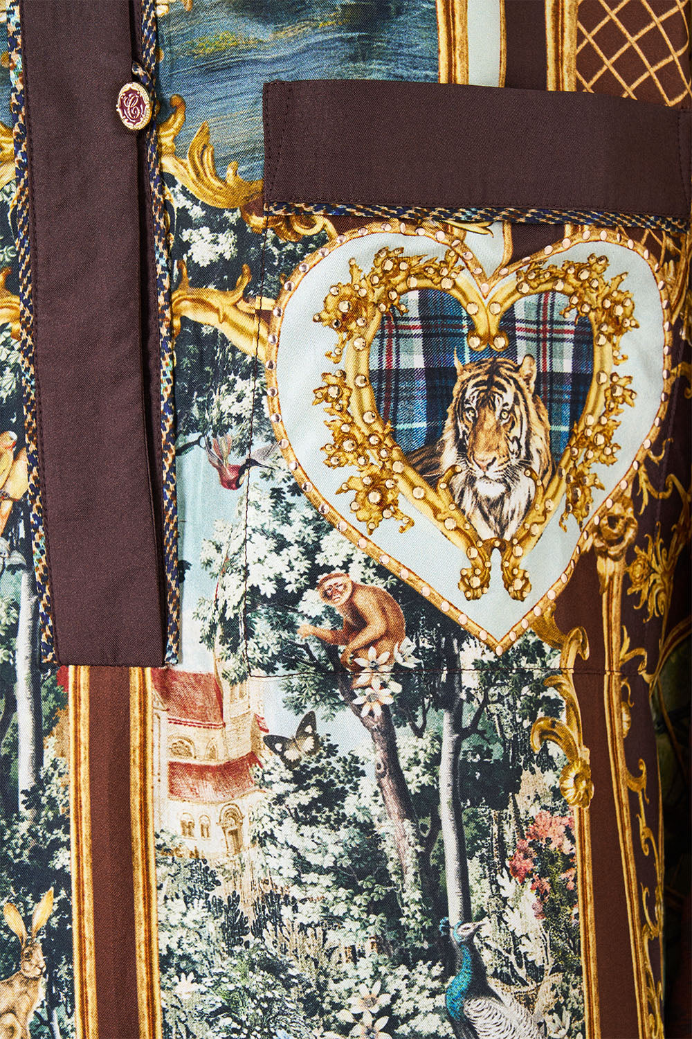 RELAXED COLLARED SHIRT WITH POCKET ANIMALS IN THE PALACE