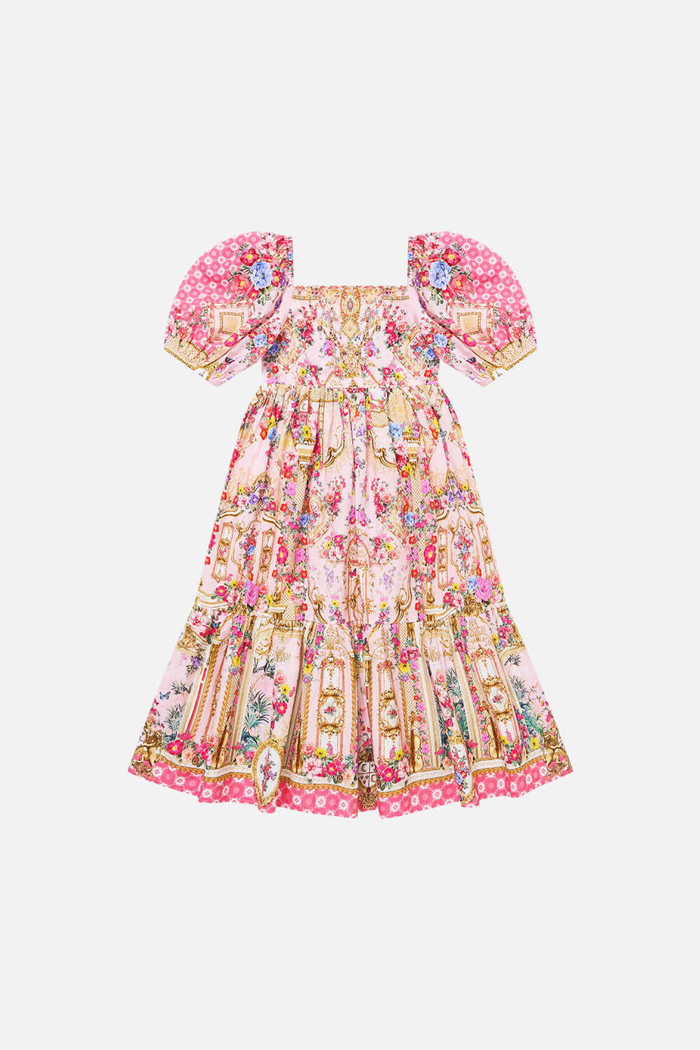 KIDS TIERED MIDI DRESS W PUFF SLEEVE SHE’S NO WALLFLOWER