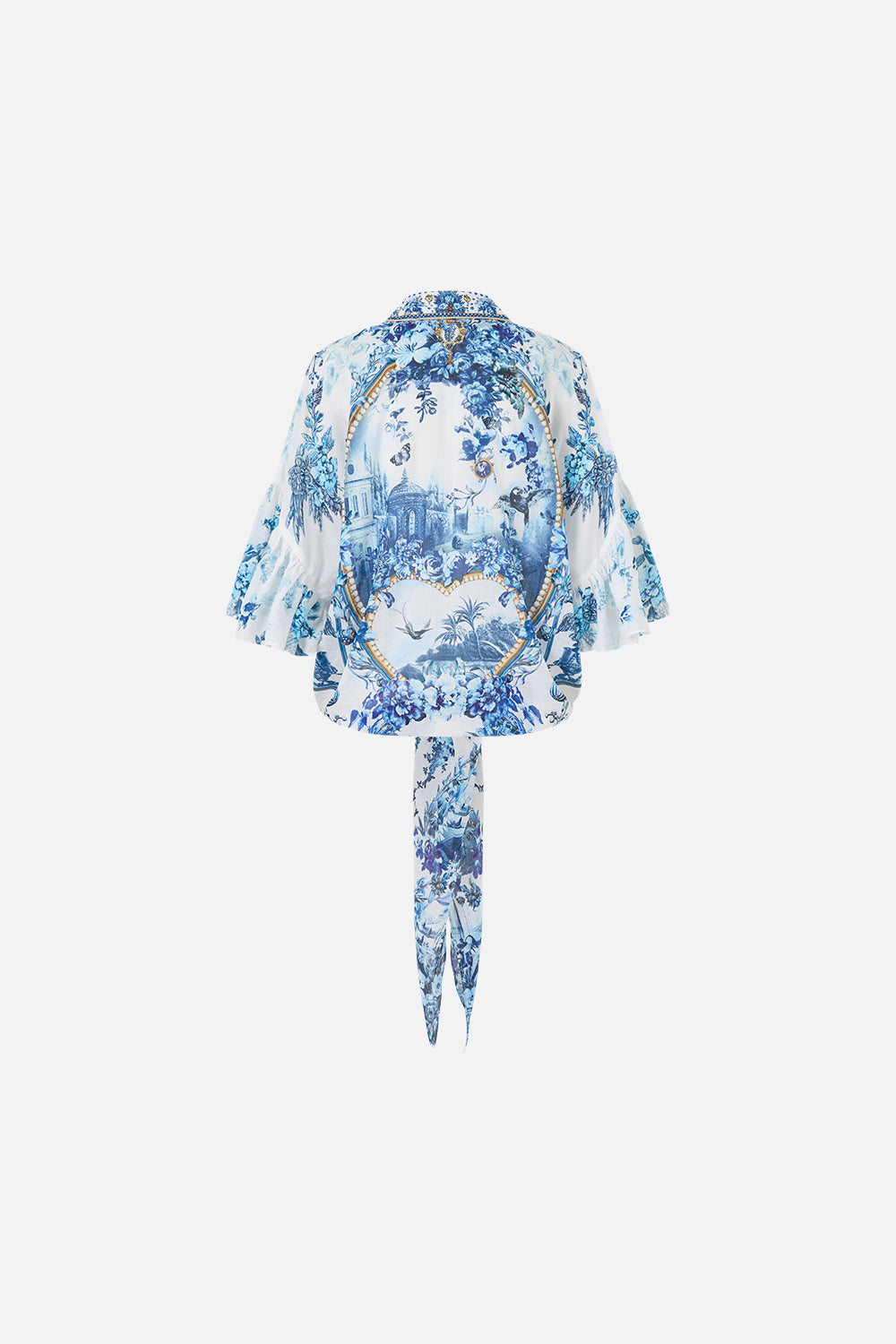TIE FRONT SHIRT WITH SLEEVE FRILL THE PORCELAIN PARLOUR
