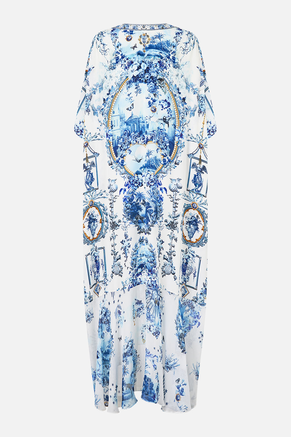 LACE UP KAFTAN WITH HEM RUFFLE THE PORCELAIN PARLOUR