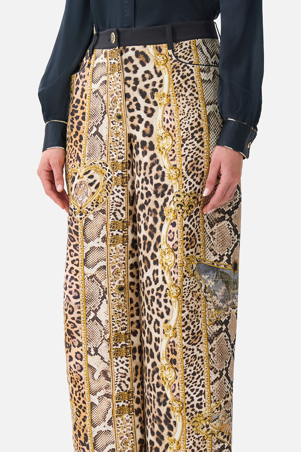 RELAXED TROUSER WITH BACK YOKE LEOPARD LIBERTINE