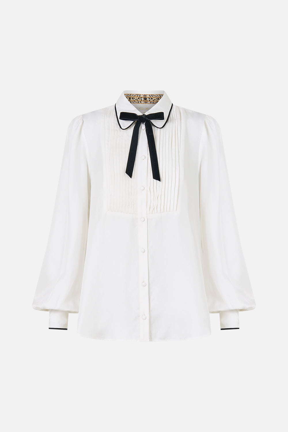 COLLARED SHIRT WITH PINTUCKS LEOPARD LIBERTINE