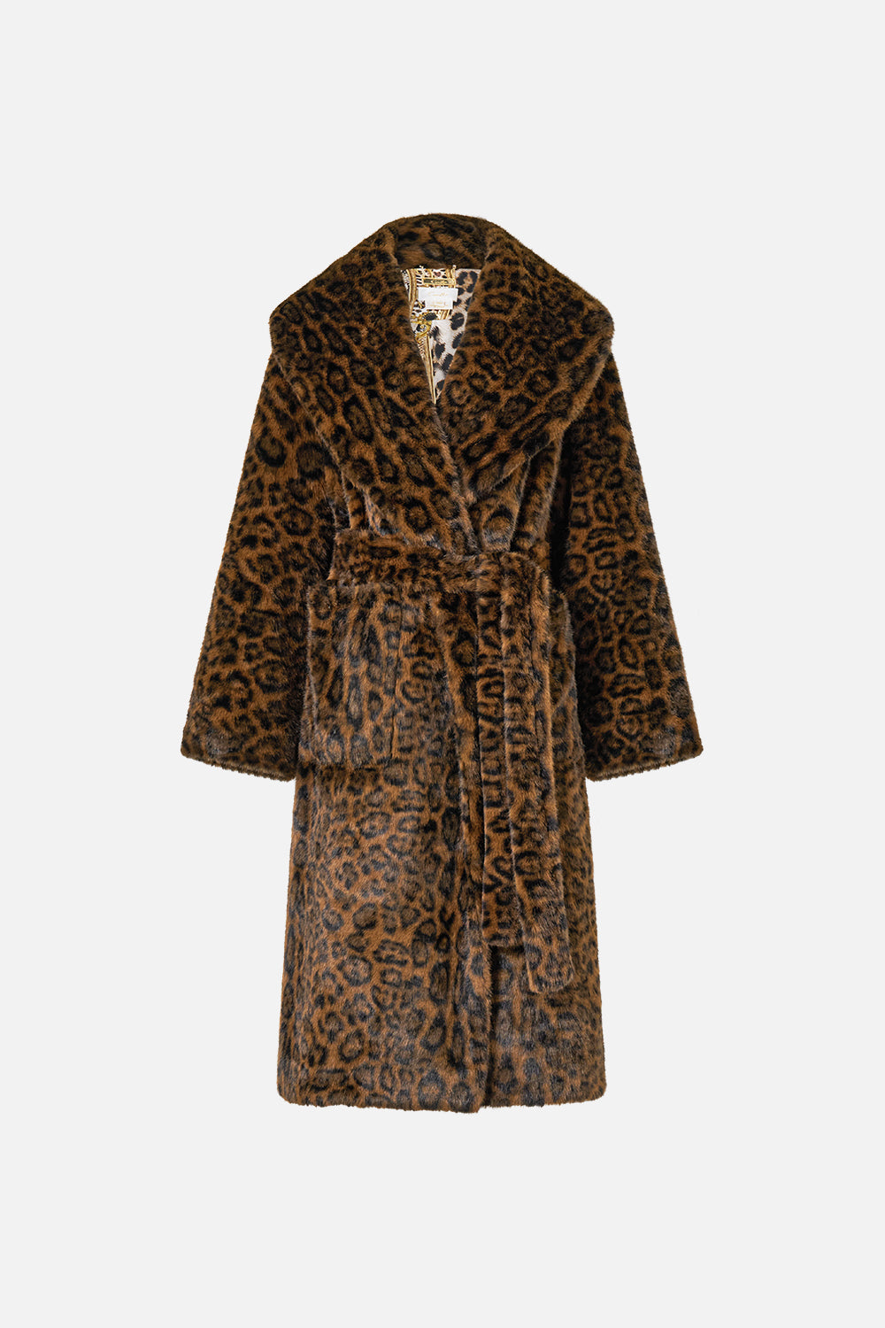 FAUX FUR LONG WRAP COAT LEOPARD LIBERTINE