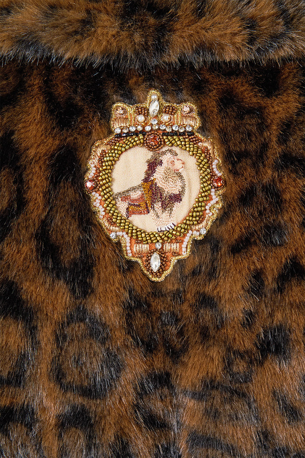 FAUX FUR LONG WRAP COAT LEOPARD LIBERTINE