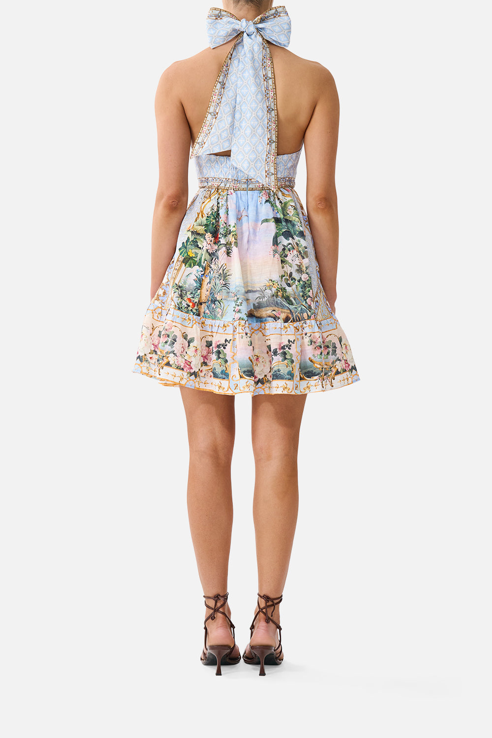 RUFFLE HEM HALTER SHORT DRESS SISI SOCIETY