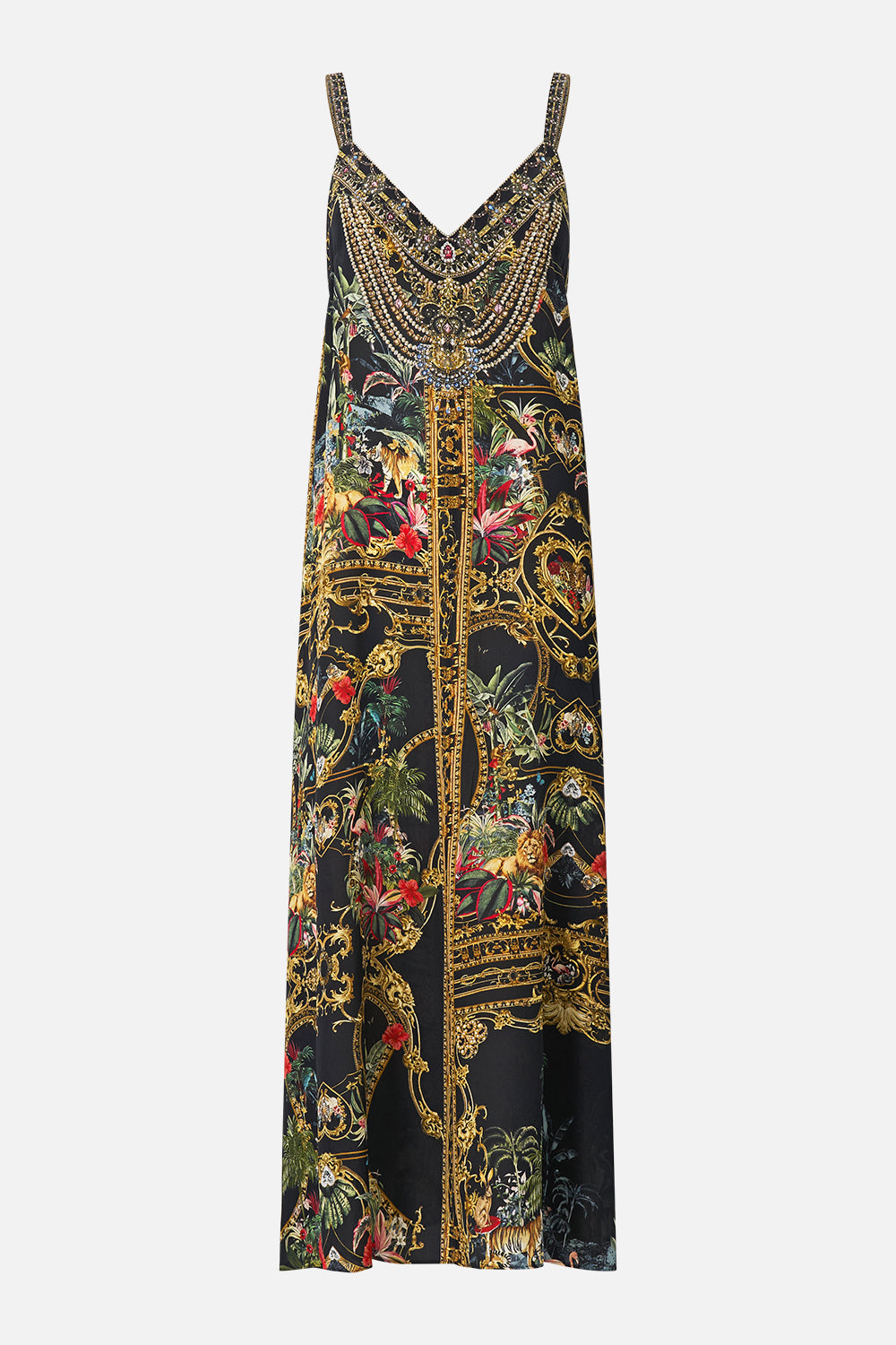 V NECK MIDI SLIP DRESS PALACE ZOOLOGY