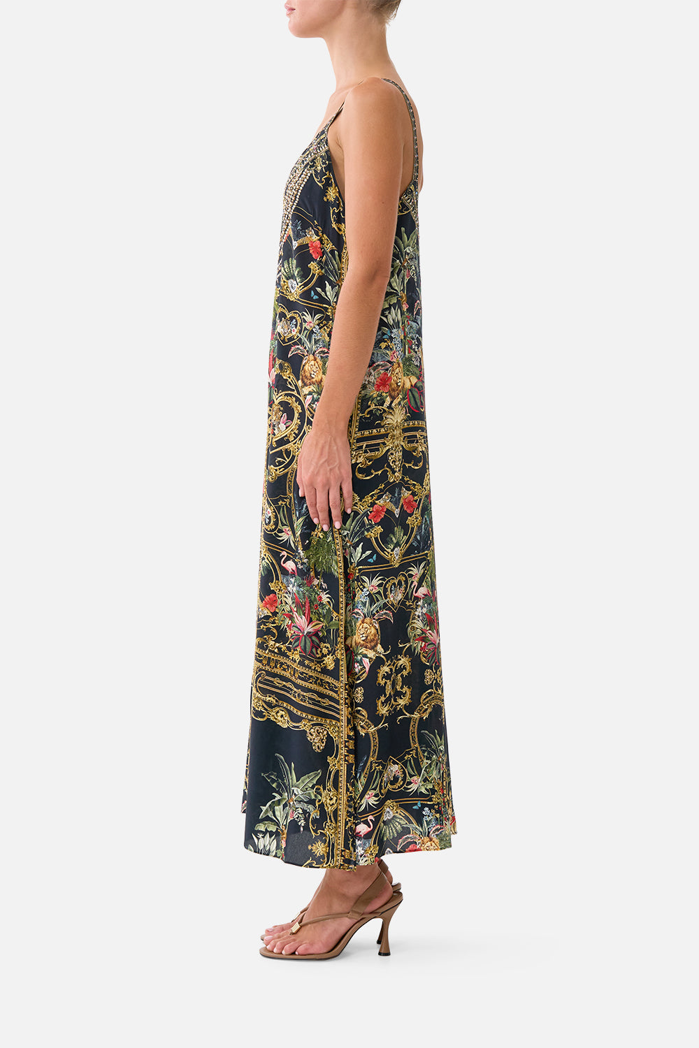 V NECK MIDI SLIP DRESS PALACE ZOOLOGY