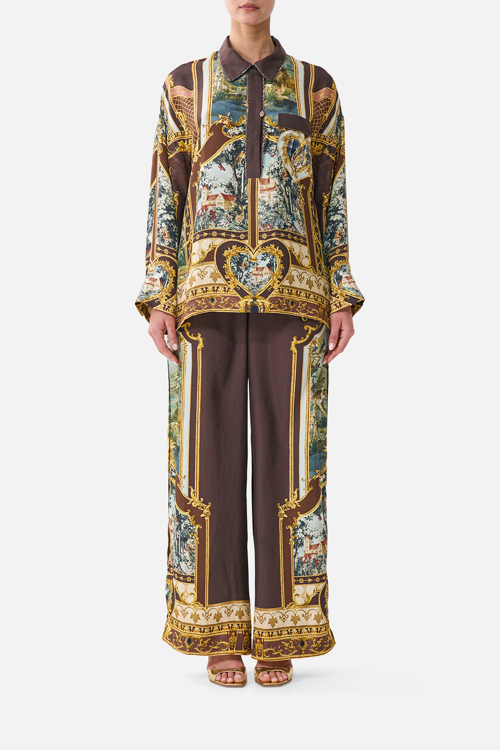 WIDE LEG WAISTED PANT ANIMALS IN THE PALACE