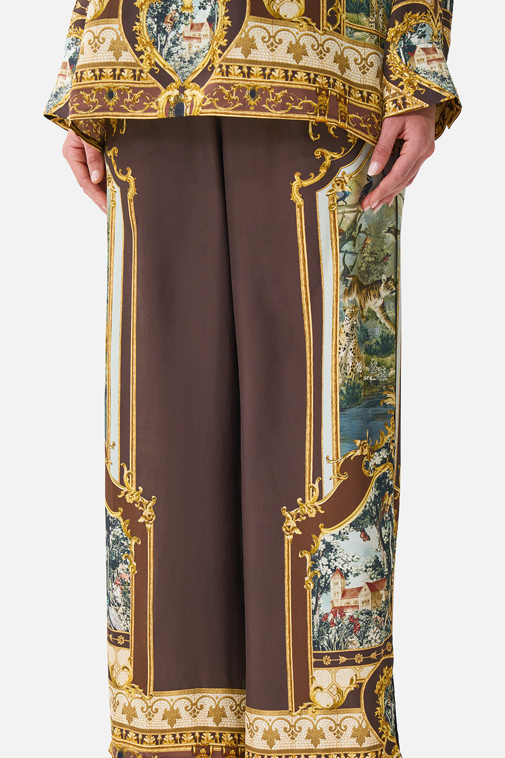 WIDE LEG WAISTED PANT ANIMALS IN THE PALACE