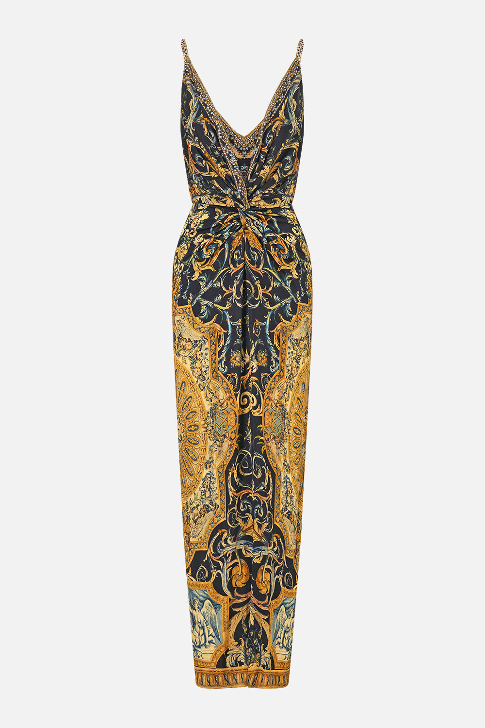 The CAMILLA Strappy Dress With Twist Front in our Museum Memoirs print.