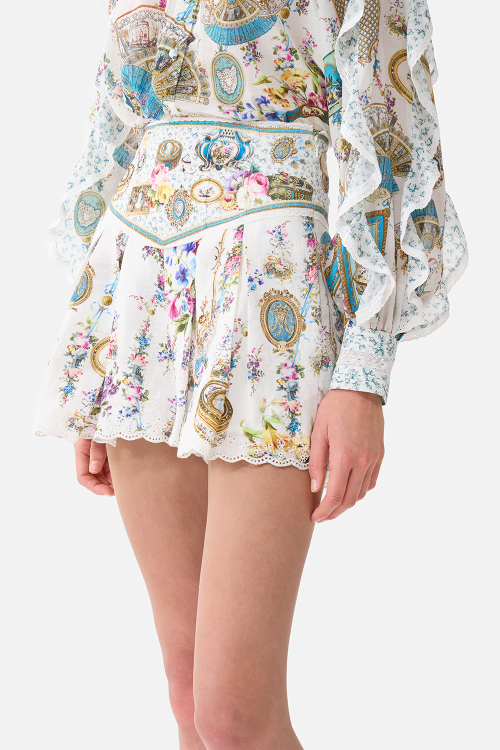 The CAMILLA Corset Waist Short in our Art For The Artisans print.