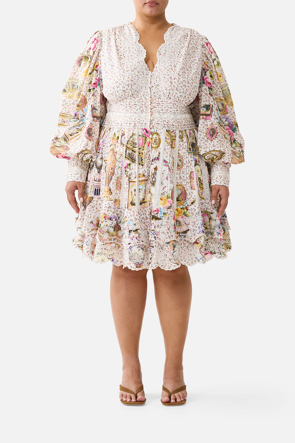 BUTTON FRONT FRILL DRESS IN THE HEART OF ART
