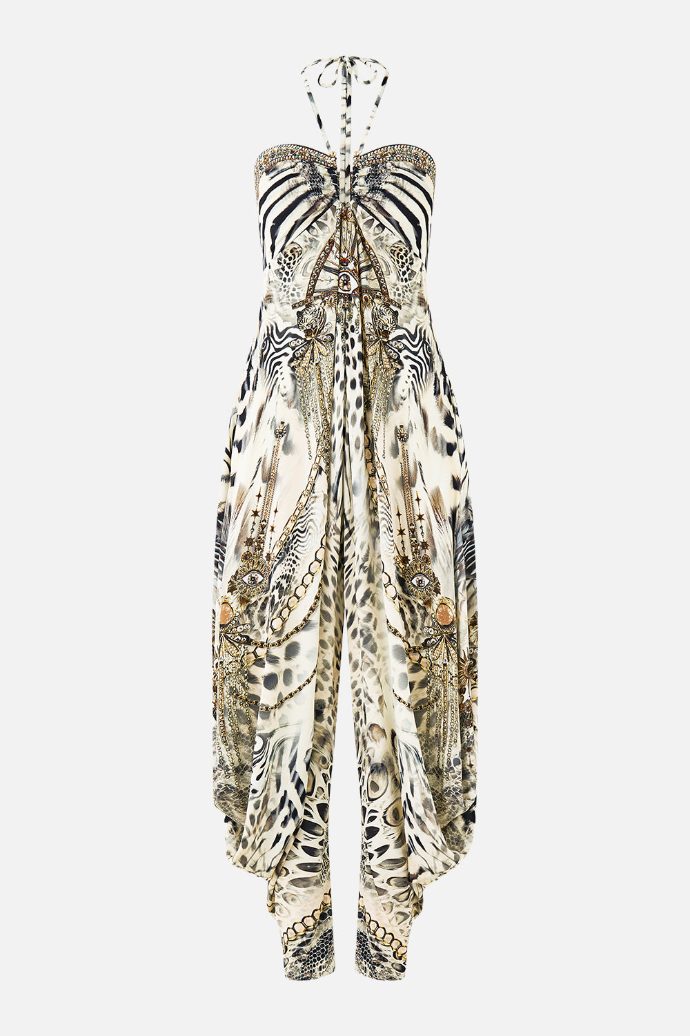 DRAPED PANT JUMPSUIT WITH HARDWARE LADY LIONHEART