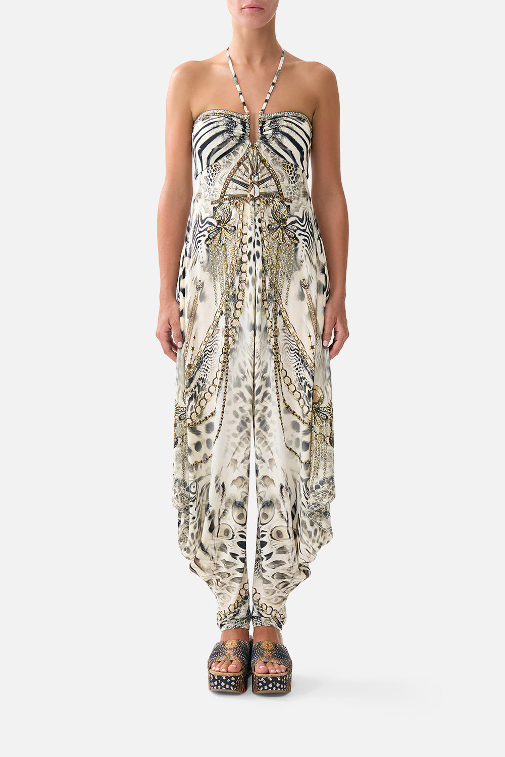 DRAPED PANT JUMPSUIT WITH HARDWARE LADY LIONHEART