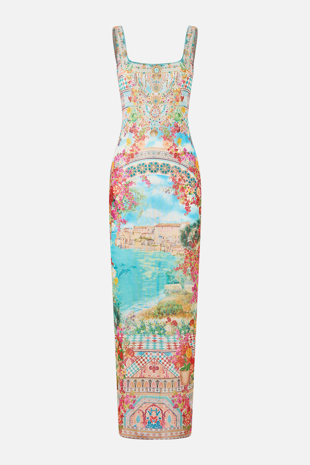 SQUARE NECK BEACH MAXI DRESS WITH LOW BACK MEET ME IN MALLORCA