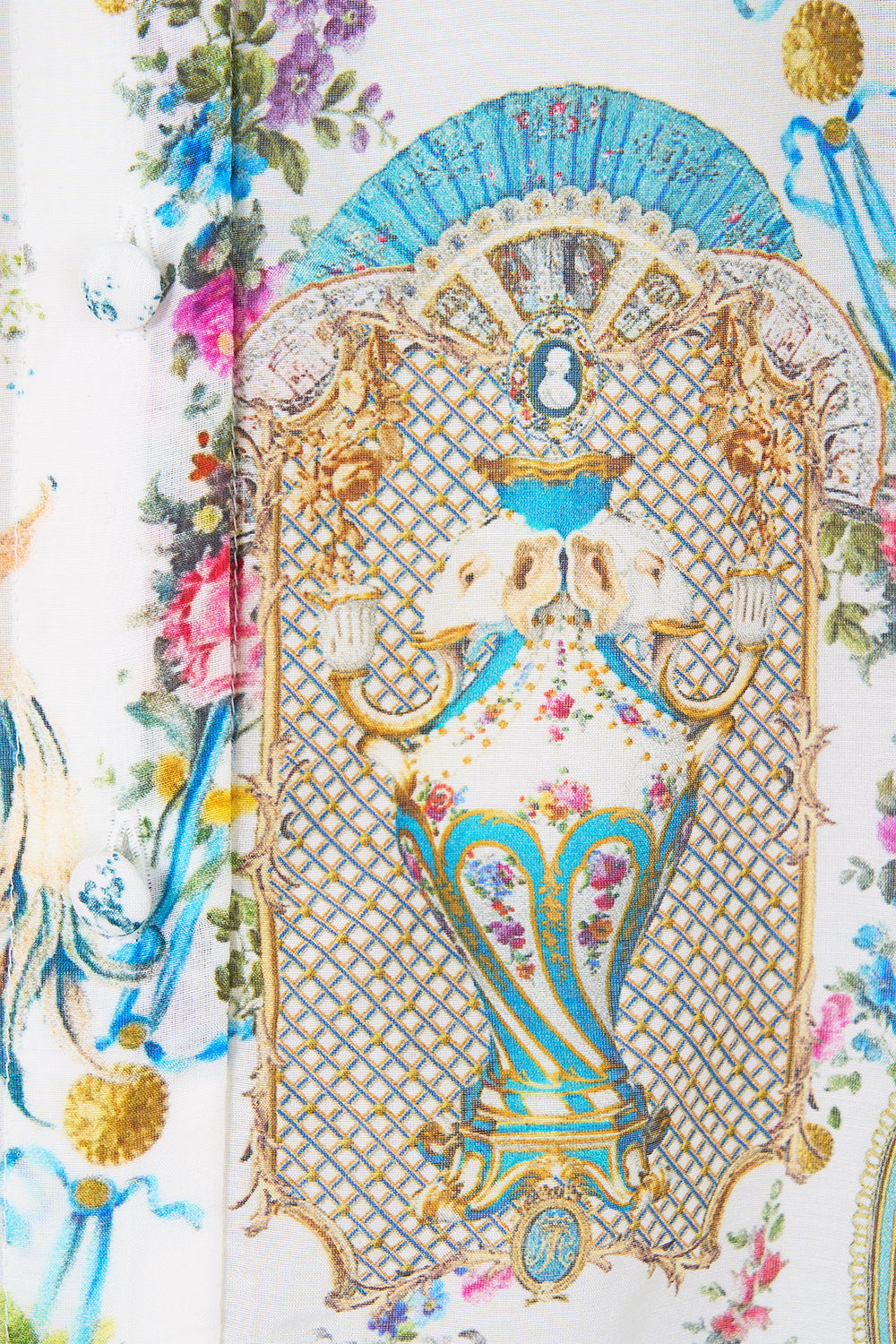 The CAMILLA Relaxed Blouse With Frill Sleeve Detail in our Art For The Artisans print.