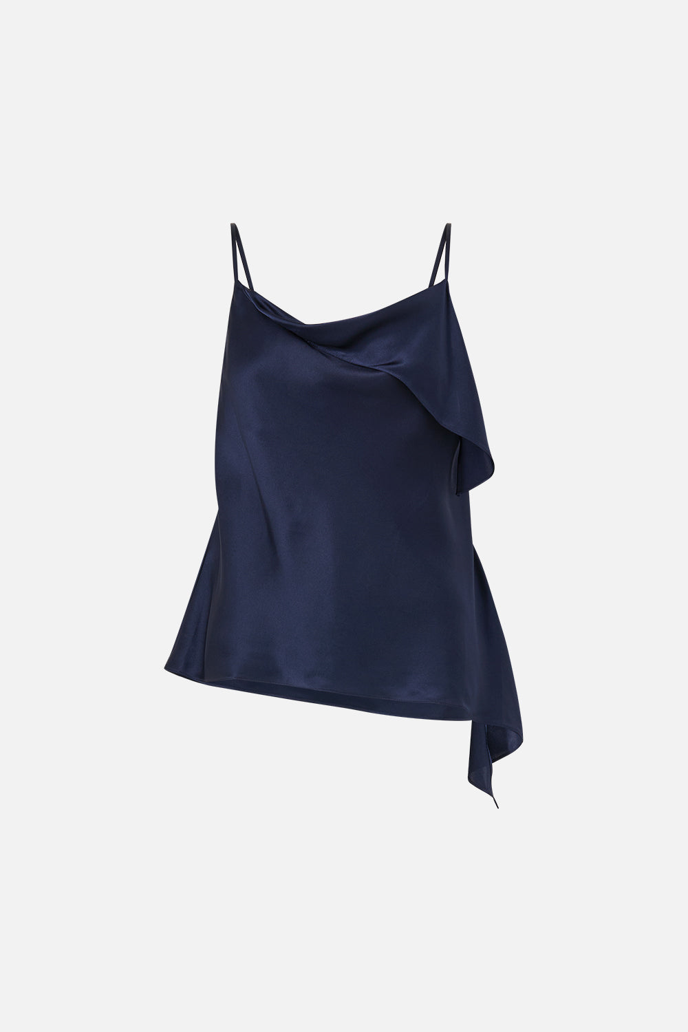 ASYMMETRIC DRAPED TOP SILK ESSENTIALS