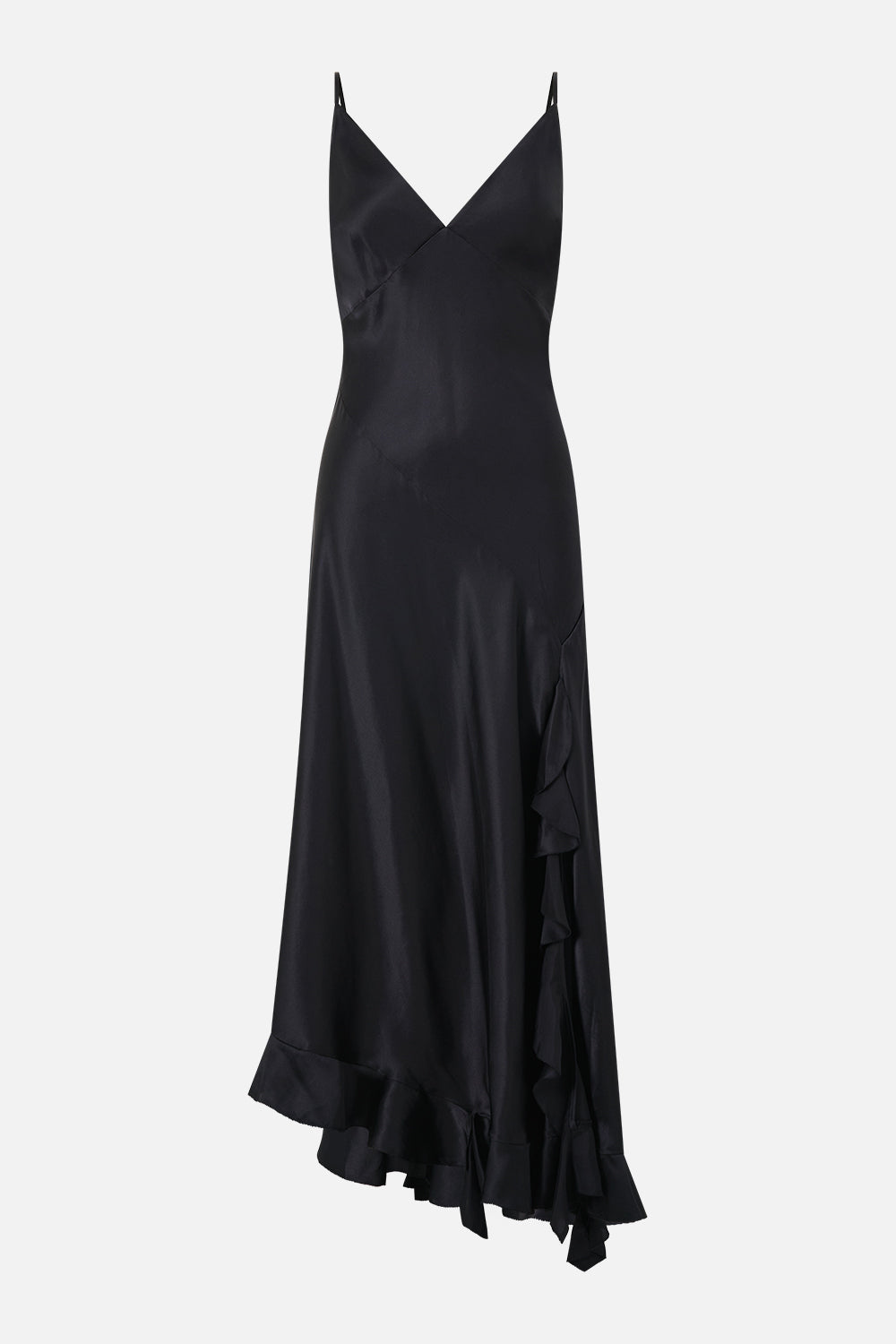BIAS SLIP DRESS WITH FRILL HEM SILK ESSENTIALS