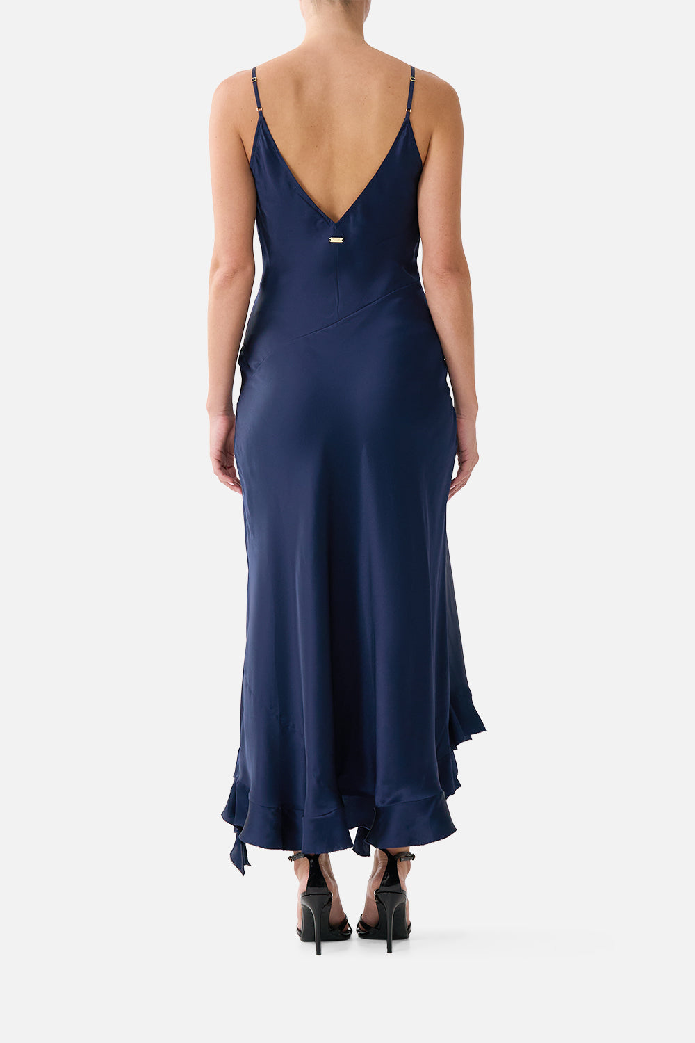 BIAS SLIP DRESS WITH FRILL HEM SILK ESSENTIALS