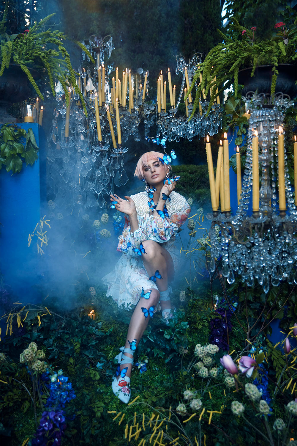 SHORT PEASANT DRESS VERSAILLES SKY