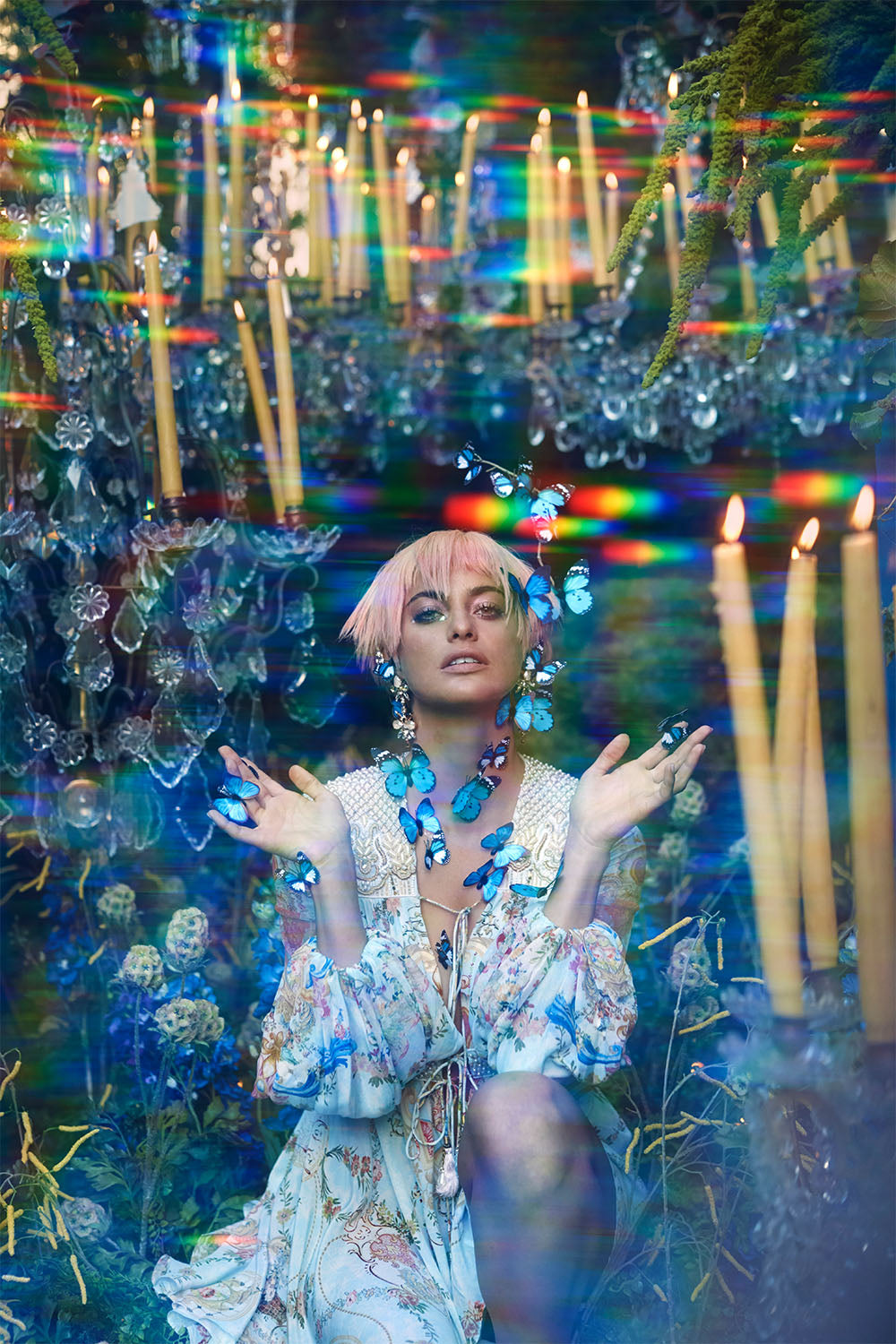 SHORT PEASANT DRESS VERSAILLES SKY